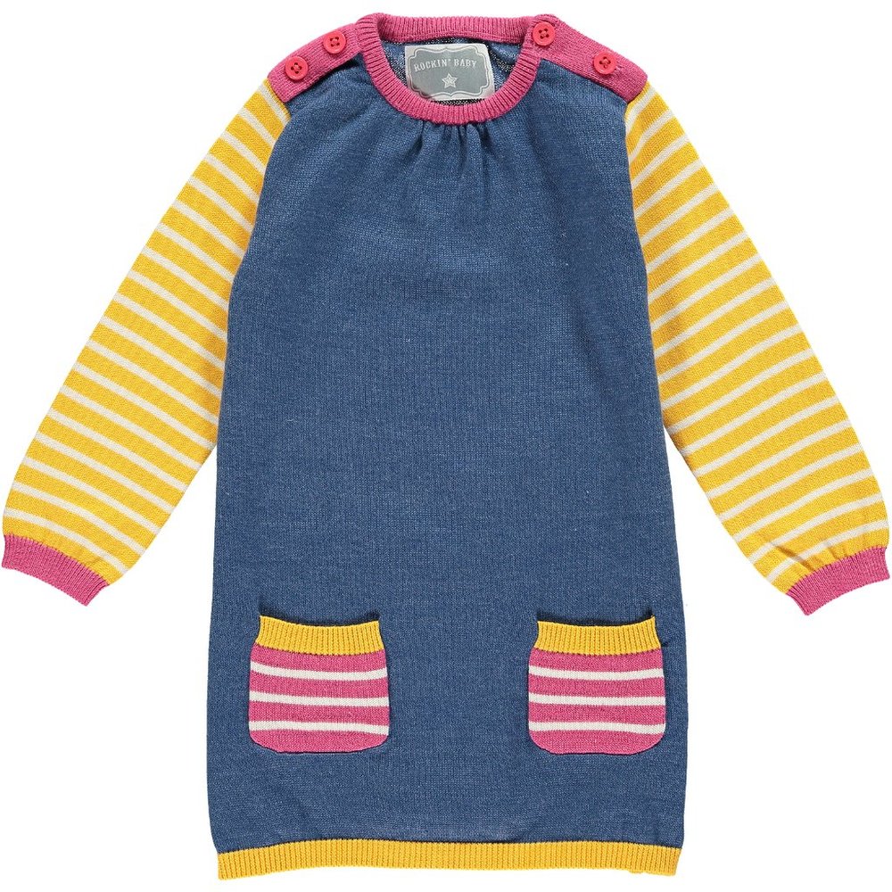 NWT Baby Girls Knitted Dress with Pockets Navy